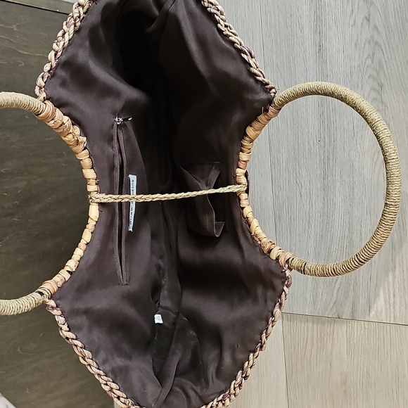 Straw Studios Woven Rattan Circle Boho Hand Bag Purse - Picture 6 of 12